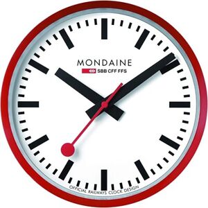 NON-WORKING Mondaine A990.CLOCK.11SBC Wall Clock Red Official Swiss Railways