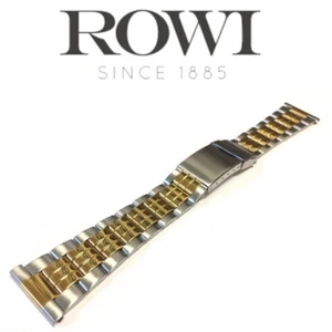 22mm ROWI 304158 STAINLESS STEEL/GOLD PLATED TWO TONE WATCH BRACELET LINK BAND - Picture 1 of 4