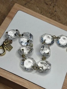 John Wind signed Vintage Crystal & Brass Octagonal Link Bracelet With Clasp - Picture 1 of 10