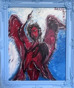 One-Of-A-Kind Painting on Canvas  by Serg Graff "Fallen Angel", COA, Framed - Picture 1 of 9