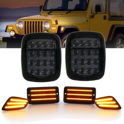 Luces traseras LED y parachoques marcador lateral ámbar para Jeep Wrangler TJ 97-06 Foto 1 de 4