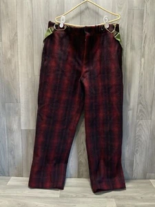 Vintage Woolrich Pants Mens 36x30 Red Black Buffalo Plaid Wool Trousers Mackinaw - Picture 1 of 18