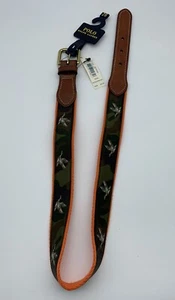 Polo Ralph Lauren Camo Wood Duck Belt Size 28 Women’s Leather Accents Fabric - Picture 1 of 11
