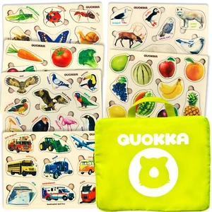 QUOKKA Toddler Puzzles Ages 2-4 in a Bag – 6 Montessori Wooden Puzzles for To... - Picture 1 of 8