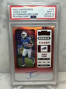 2022 Panini Contenders James Cook Red Zone SSP Rookie Ticket RC PSA 9 Auto 10 💎