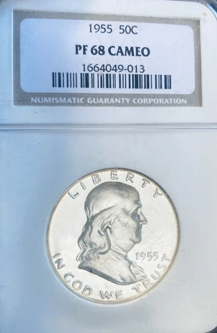 1955 FRANKLIN HALF DOLLAR NGC PF68 CAMEO Cover