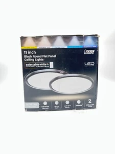 FEIT ELECTRIC LED Flat Panel Light Fixture Matte Black 1.4" x 11" x 11" - Picture 1 of 2