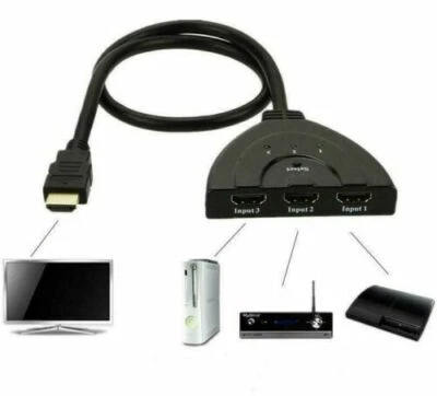 3 Port Hdmi Switch Switcher Splitter Selector HUB Box HDTV 1080P Xbox PS4 BluRay - Image 1 of 4