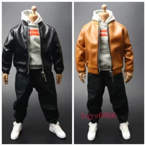 Chaqueta de cuero escala 1/6 Top Ropa Abrigo Modelo para figura de acción masculina de 12" - Imagen 1 de 11