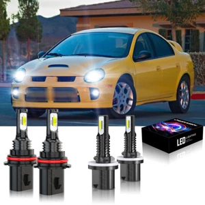 LED Headlight + Fog Lights Bulbs Combo 4PC 6000K FOR Dodge Neon 2003-2005 - Picture 1 of 12