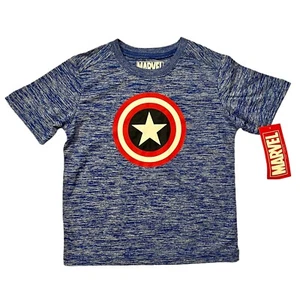 NEW Marvel Captain America Kids Boys Comic Superhero Tee Shirt Top XS 4/5 Blue - Picture 1 of 4