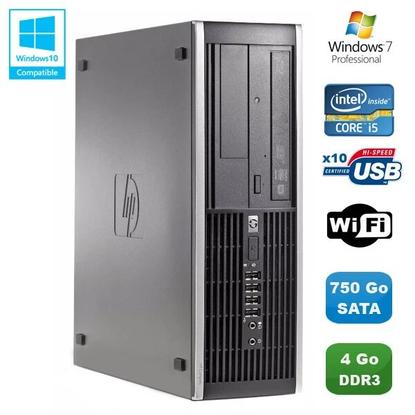 PC HP Compaq Elite 8100 SFF Intel Core i5 650 3.2GHz 4Go 750Go Graveur WIFI W7 - Photo 1/1