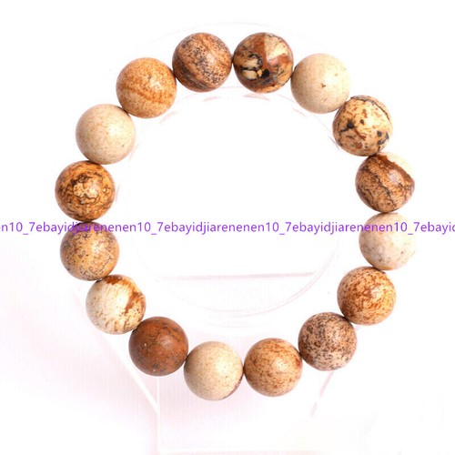 VALENTINO Bracciale Charm Fatto a Mano Naturale 6 8 10mm Giallo Quadro Diaspro Gemme Perline 7 5in