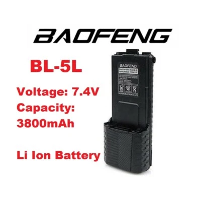 2 X BAOFENG BL-5L Extended 3800mAh 7.4V Li-IonBattery for UV-5R BF-F8HP - Image 1 of 4