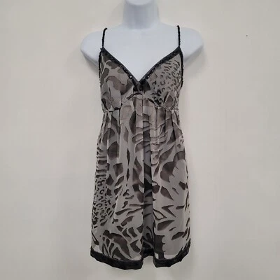 Vintage Nicole Miller Womens Y2K Babydoll Top Size 10 Gray Indie Artsy Party - Image 1 of 4