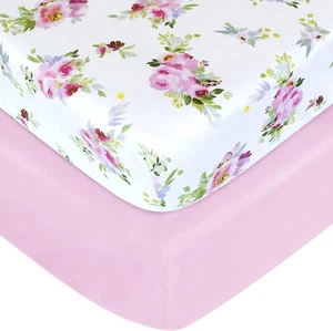 Soft Crib Fitted Sheets for Standard Crib/Toddler Bed Mattress Breathable 2 Pack - Foto 1 di 6