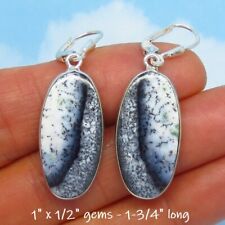 Dendritic Opal Earrings Sterling Silver Leverback 181703 Merlinite Dendrite Opal