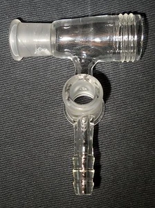 Glass Flow Control Vacuum Adapter, 14/20 Outer Joint & 24-400 Thread Joint, Chip - Picture 1 of 6
