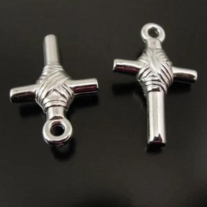 12 Cross Charm 23mm Silver Plastic Pendant U.S Seller = 1527 - Picture 1 of 2
