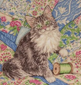 Kit de punto de cruz ~ Diseño funciona gatito / edredón de patchwork #DW2843 - Imagen 1 de 4