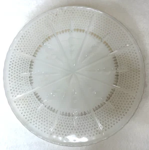 Vintage 10" White Milk Glass Gold Pedestal Round Cake Stand Anchor Hocking - Picture 1 of 10