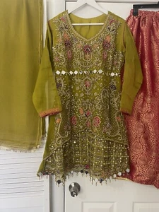 Stitched Ready To Wear 3 Pcs Pakistani/Indian Fancy Gharara Shalwar Kameez - Picture 1 of 12