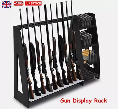 Gun Rack 18-Slot Wood Gun Rack Wall Mount Gun Display Rack holds 10 Rifles 26Gun - Image 1 of 4