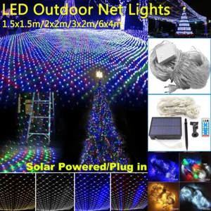 200 LED Light Net Mesh Fairy String Curtain Lights Party Wedding Xmas Decor Lamp - Picture 1 of 56