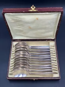 CHRISTOFLE - 12 Vintage Silver Metal Dessert Spoon Set - Picture 1 of 12