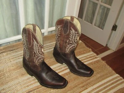 Unbranded Teen Brown Leather Square Toe Western Boots Youth sz 4.5 Mex 23.5 - Image 1 of 4