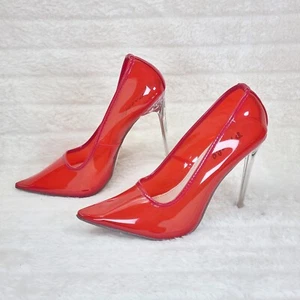 PVC Jalea Translúcida Tacón Alto Puntera Puntera Puntiaguda Stiletto Zapatos de Bombardero Rojo - Imagen 1 de 7