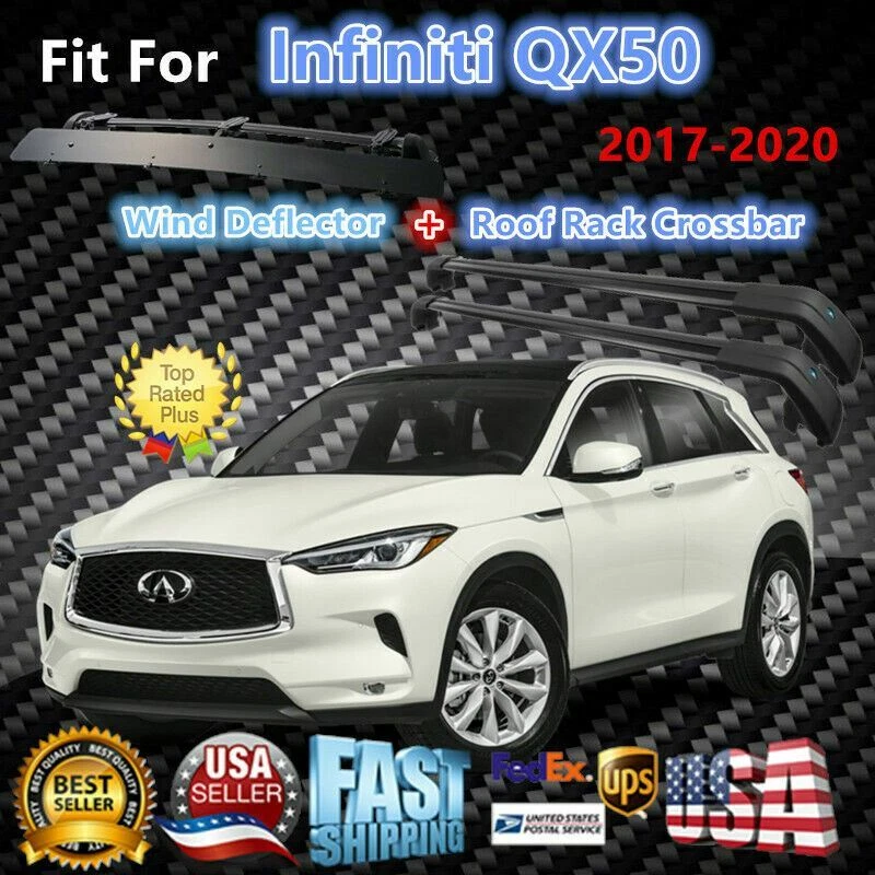 Barra transversal para equipaje con portaequipajes de techo superior para Infiniti QX50 2017-2020 + visera deflectora de viento Foto 1 de 4