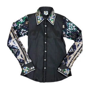 70332 Royal Highness Damen Taft Show Shirt mit transparenten Ärmeln - Schwarz NEU - Bild 1 von 9