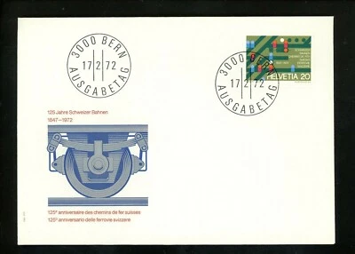 Postal History Switzerland FDC #541 Railroad trains 1972 - Image 1 of 2