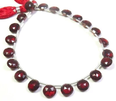 Africano Mozambico Granato Sfaccettato Moneta Gemme Perline 8.5-9mm 8.5 " Filo - Immagine 1 di 4