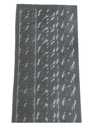 Silver Self Adhesive Hearts  Peel Off Stickers Sheet Card Crafts - Image 1 of 2