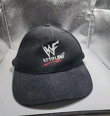 Vintage WWF Attitude Hat Snapback Cap Black Come Get Some Wrestling 90s  - Image 1 of 4