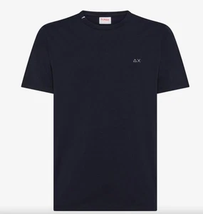 Sun 68 T-Shirt Solid S/S Navy Blue Uomo T45104 07 - Imagen 1 de 2
