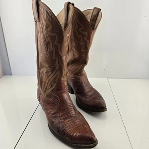 Vintage Justin style 8301 brown lizard men's cowboy boot, size 11 D - Imagen 1 de 13