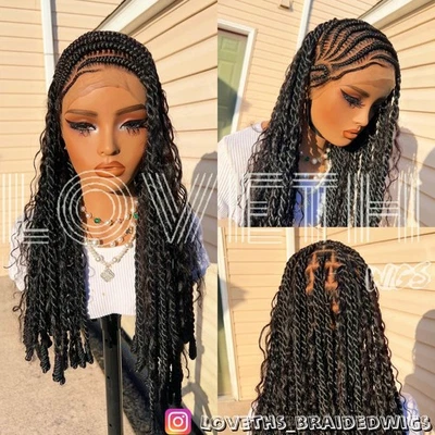 Ships next day(2days SHIPPING)Cornrow Full lace Braided wig,black knotless braid - Image 1 of 4