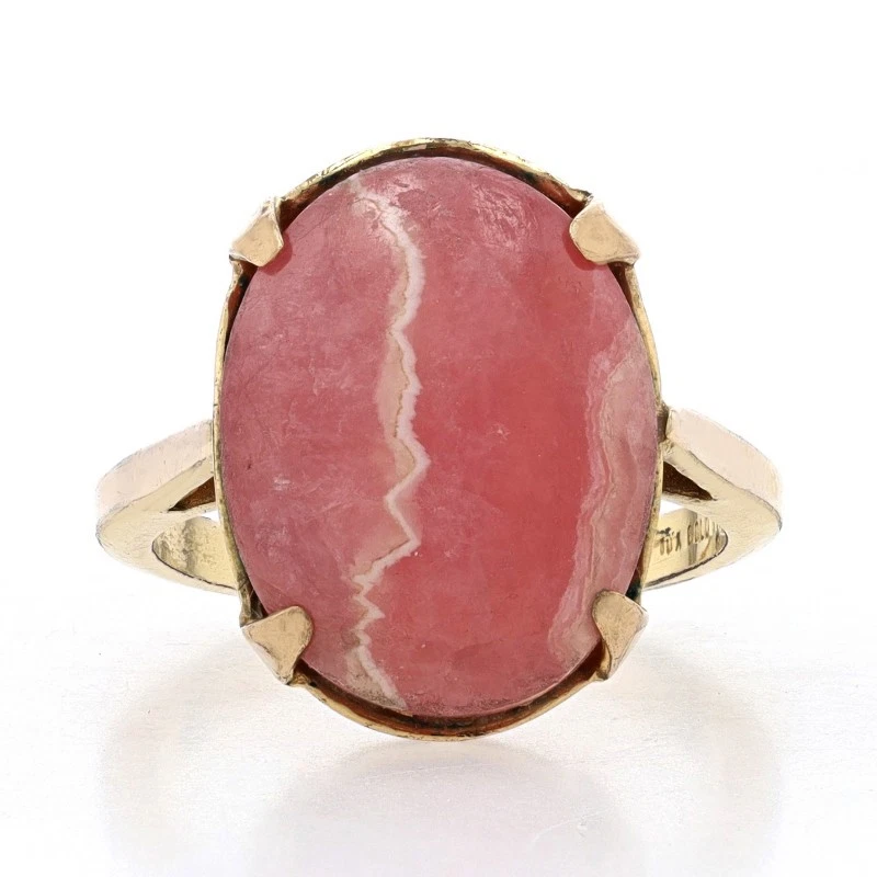 Anillo solitario de cóctel de rodocrosita relleno de oro - cabina ovalada de 10 k 12,10 quilates talla 5 3/4 Foto 1 de 4