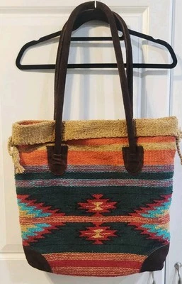 Bolso de Mano El Paso Saddle Blanket Co Suroeste Oeste Azteca Grande Alfombra Cartera Foto 1 de 4