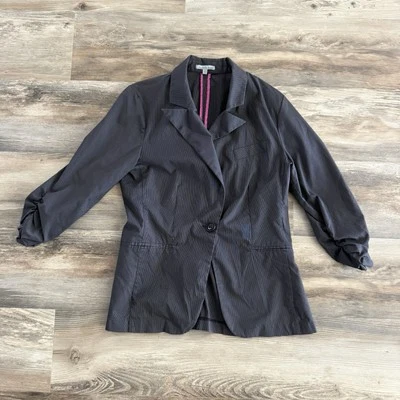 Charlotte Russe Gray Pink Pinstripe One-Button Blazer Women’s Size Large   - Image 1 of 4