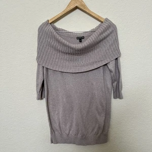 Express Schulterfreier Pullover geraffte Seiten 3/4 Ärmel Beige Medium M - Bild 1 von 4