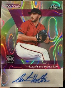2024 Leaf Vivid Carter Holton RC Rookie Auto Gray Lava /9 Atlanta Braves - Bild 1 von 2
