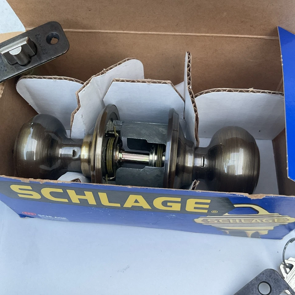 Schlage F51VGEO609 Georgian Entry Knob Antique Brass