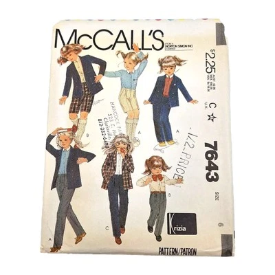 Simplicity 7643 VTG 80s Jacket Shirt Pants Shorts Child's SZ 6 Pattern UC FF - Image 1 of 4
