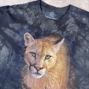 The Mountain Long Sleeve T Shirt Mens L Cougar Mountain Cat Graphic Tie Dye USA - Picture 1 of 8