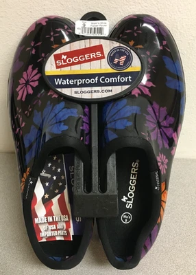 Sloggers 5116FP09 Black Flower Power Women's Garden/Rain Shoes Size 9 US - Image 1 of 4