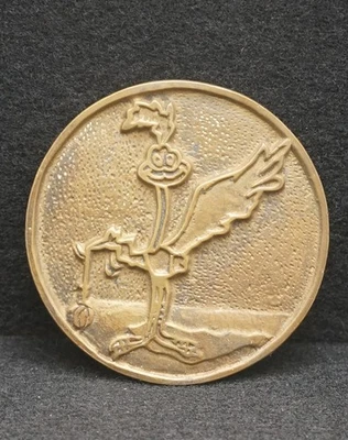 WA13166 GRAN HEBILLA DE LATÓN MACIZO VINTAGE AÑOS 70 **ROADRUNNER** PERSONAJE DE DIBUJOS ANIMADOS Foto 1 de 2